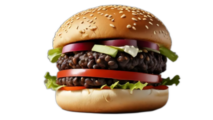 A burger is a delicious sandwich consisting of a juicy patty, usually beef, nestled in a soft bun with toppings like lettuce, tomato, cheese, and sauces. It's a classic, flavorful meal option.







