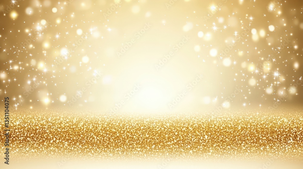 Poster a sparkling golden background with soft lights, creating a festive and elegant atmosphere, perfect f