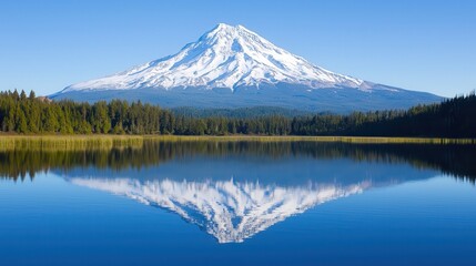 Serene Mountain Lake Reflection Majestic Peak and Tranquil Waters
