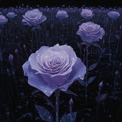 pink rose on blue background