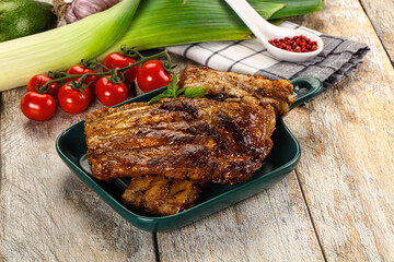 Tasty roasted pork ribs with spices