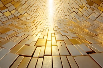 Obraz premium Abstract Gold Blocks Surface Reflecting Light Creating an Elegant Background