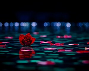 Night Bloom: Rose in Pool for Lights.