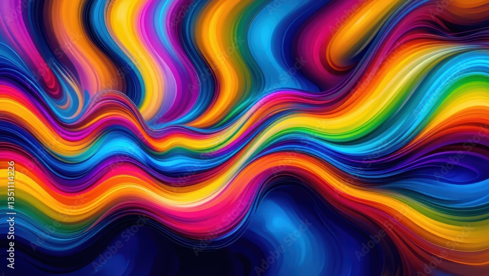 Poster vibrant swirling abstract patterns of colorful waves flowing together in dynamic motion