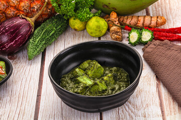 Indian cuisine - Palak paneer cheese with spinach