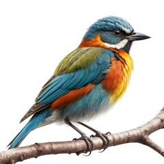 Fototapeta premium Vibrant Blue-and-Orange Bird on Branch