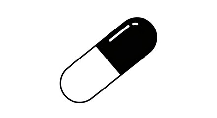 Isolated Black and White Medical Capsule Pill