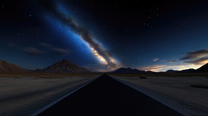 Night road stretches into the Milky Way