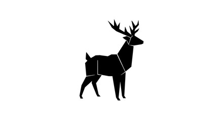 Isolated Silhouette of a Stylized Geometric Deer