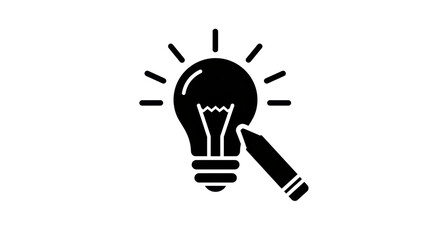 Isolated Lightbulb and Pencil: Creative Idea Generation