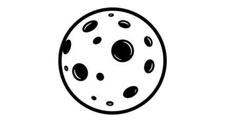Isolated Moon with Craters in Black and White
