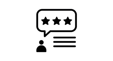 Isolated Speech Bubble with Stars, Representing Positive Feedback and Reviews