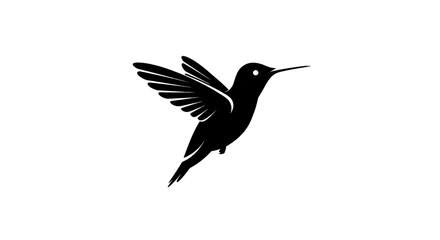 Isolated Hummingbird Silhouette, Minimalist Bird Design