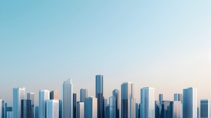 Fototapeta premium Modern Urban Skyline with Building Facades Under Clear Blue Sky
