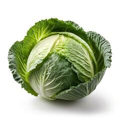 Fototapeta premium Fresh Green Cabbage Isolated on White Background