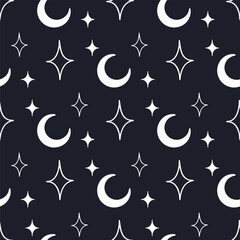 Moon and stars  vector pattern design