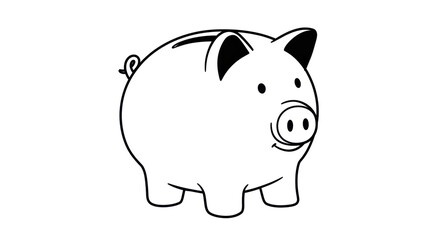 Isolated Piggy Bank Silhouette, Savings and Finance