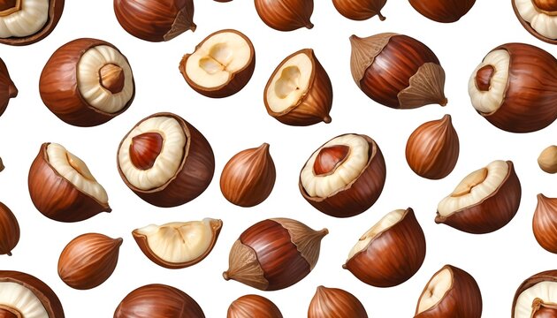 Hazelnuts Falling Seamless Pattern
