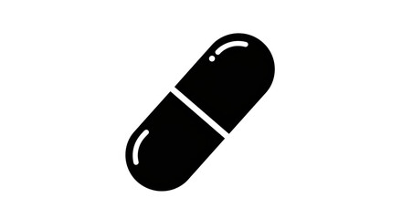Isolated Black Pill Capsule Icon