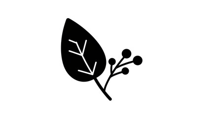 Isolated Leaf with Berries Icon