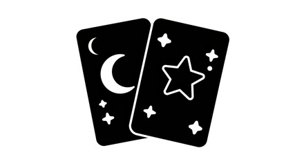 Isolated Tarot Cards with Moon and Star Symbols