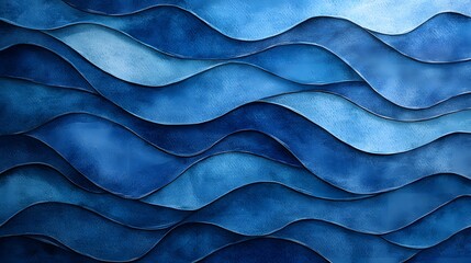 Fototapeta premium Stunning blue wave pattern created with watercolor technique showcasing flowing textures for a beautiful artistic presentation