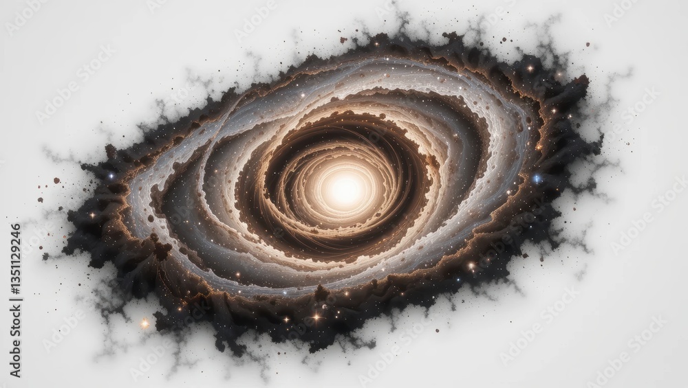 Poster stunning spiral galaxy with luminous core surrounded by stars and ethereal patterns in space