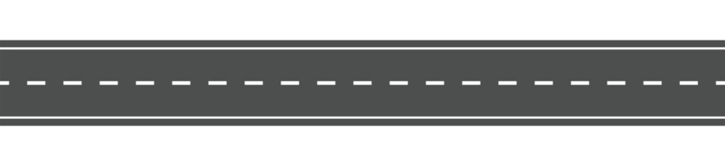 Straight road with a traffic marking line on a transparent background. Way location, racing road, highway, direction, transportation, pinpointer. vector illustration