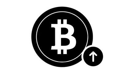 Isolated Bitcoin Symbol with Up Arrow