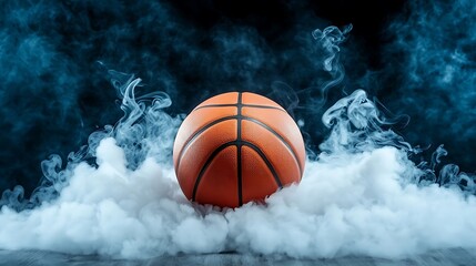 Obraz premium Smoky Court: Basketball in Fog.