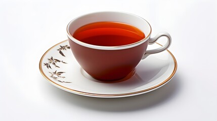 Aromatic Red Tea in Elegant Porcelain Cup and Saucer