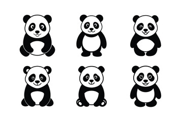  cute panda bear set vector silhouette  © Rahat