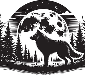 Mystic Moon Wolf Silhouette Vector Pack