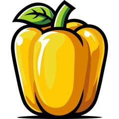 fresh yellow bell pepper vegetable in flat color block cartoon editable vector illustration