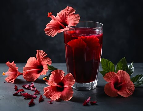 Hibiscus Tea with Flowers