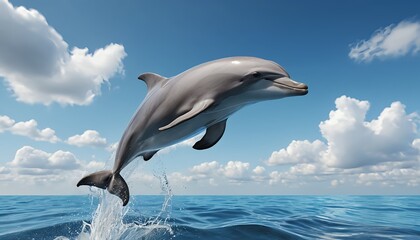 Obraz premium Dolphin Leaping from Ocean