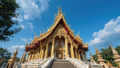Fototapeta premium A magnificent kirin statue watching over a revered Thai temple