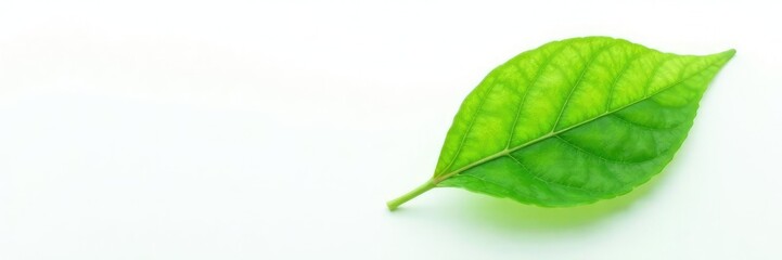 Obraz premium Single leaf with intricate veins against white, green, leaves, nature