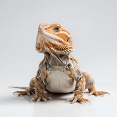 Obraz premium Orange Bearded Dragon Lizard on White Background
