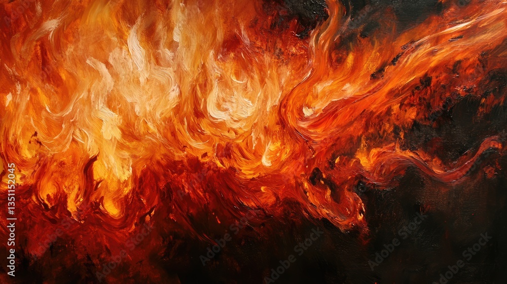 Poster vibrant flames dance in a dynamic display of orange and red hues, creating an intense and captivatin
