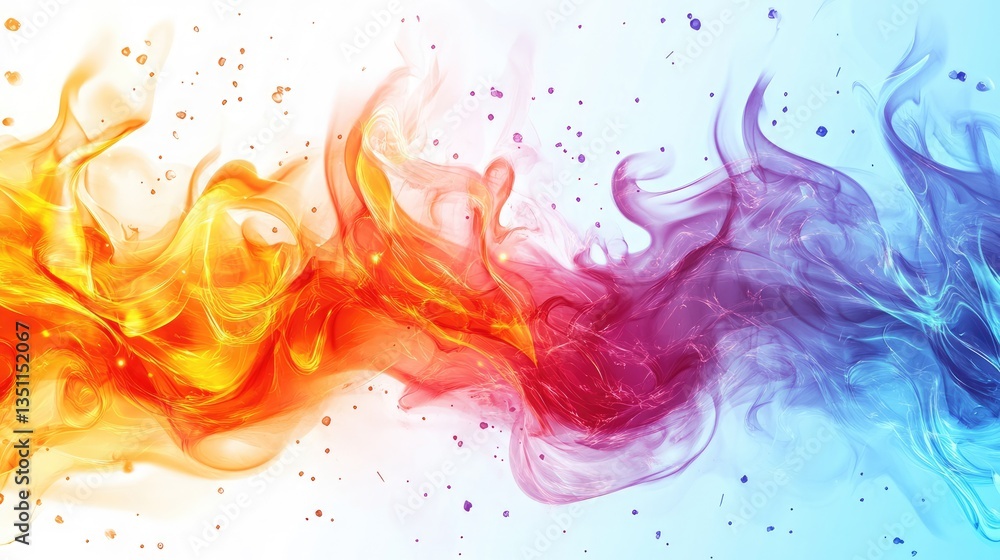 Aufkleber vibrant abstract swirl of orange and blue smoke merging in a dynamic flow, creating a visually strik