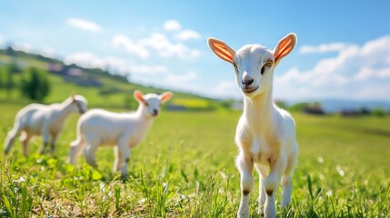 Obraz premium A close-up of a grandmother milking a cow in a sunlit barn, with a cat sitting nearby, enjoying the warmth of the sun,A beautiful farm scene with a grandmother milking a cow on a sunny day, a cat 