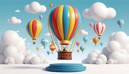 Naklejka premium Hot Air Balloons Floating Above Cloudscape
