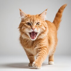 Obraz premium Playful Ginger Cat Walking Towards Camera