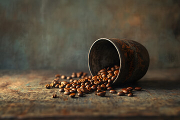 coffee beans and cup