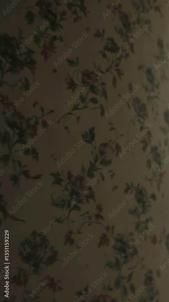 Aufkleber sunlight moving across patterned floral wallpaper creating dynamic shadows