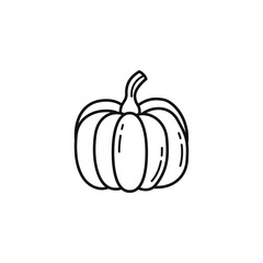 Pumpkin simple line art Outline Illustration