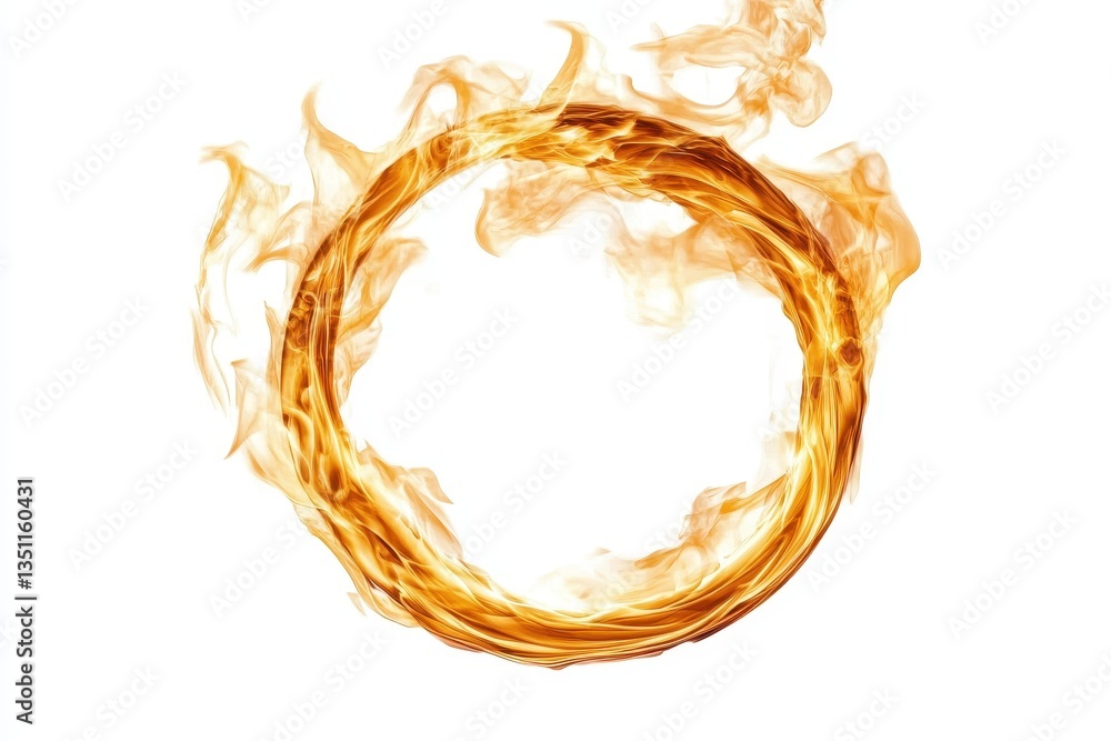 Poster ring of fire with realistic flames, isolated on a white background. it can be used for concepts like