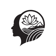 mental health care silhouette vector clip art logo design