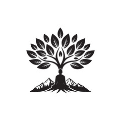 mental health care silhouette vector clip art logo design